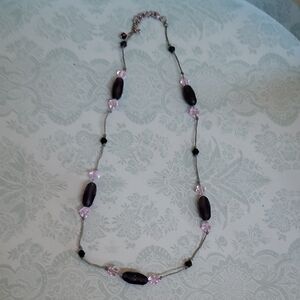Elegant Black and Pink Beaded Necklace